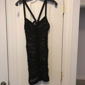 Bcbg black sheer dress with nude lining